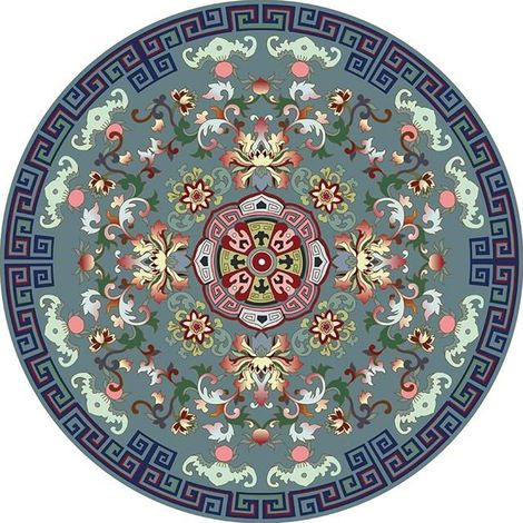 Tapis de sol rond antidérapant, 60 x 60 cm, pour maison et chambre, style 3 (1/2)