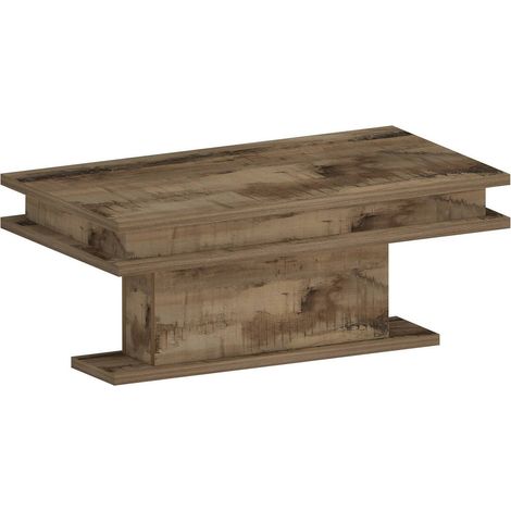 Dmora - Couchtisch Leon, Wohnzimmer-Couchtisch, niedriges Aufbewahrungselement, Couchtisch, 100x55x42 cm, Ahorn mit LED-Licht, mit verstärkter Verpackung (1/3)