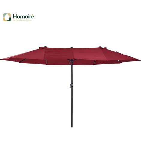HOMAIRE Sonnenschirm Gartenschirm Doppelsonnenschirm Terrassenschirm mit Handkurbel Weinrot Oval
