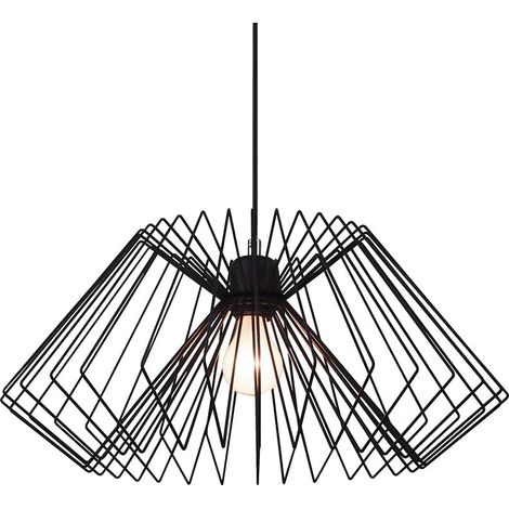 Hängelampe modern geflochten aus schwarzem Metall mit verstellbarem Kabel Ø50 Spider