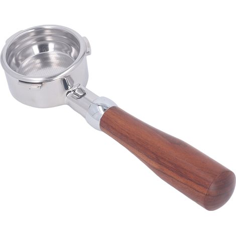 Porte-filtre sans fond de 58 mm, poignée en bois massif, panier en acier inoxydable, support à café amovible à 3 poignées pour Barsetto E, anneau rond, branche rouge acidulée (1/5)