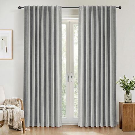 2 Panneaux Rideau Occultant, Tissu Lin Thermique Anti-UV, Suspension Multiple, Pour Salon Et Chambre, 140x245 cm (1/5)