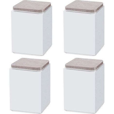 (Blanc 10cm) 4PCS pieds de support de meuble, booster en acier carbone auto-adhésif, carré 6x6cm, pour canapé, lit, meuble TV, booster de meuble, hauteur 5cm/10cm, noir/blanc/marron (1/5)