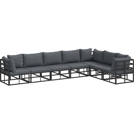 Maison Exclusive - Set Divano da Giardino con cuscino 7 pcs Nero Alluminio