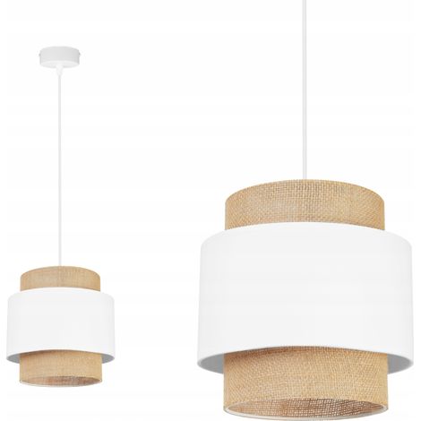 plafonnier, suspension, lustre, abat-jour bohème en jute (1/5)