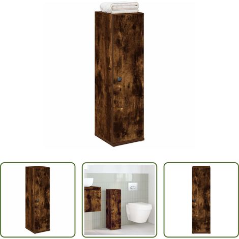 vidaXL Toilettenpapierhalter - Badezimmerschrank mit Rollenhalter Räuchereiche 20,5x22x72 cm (1/5)