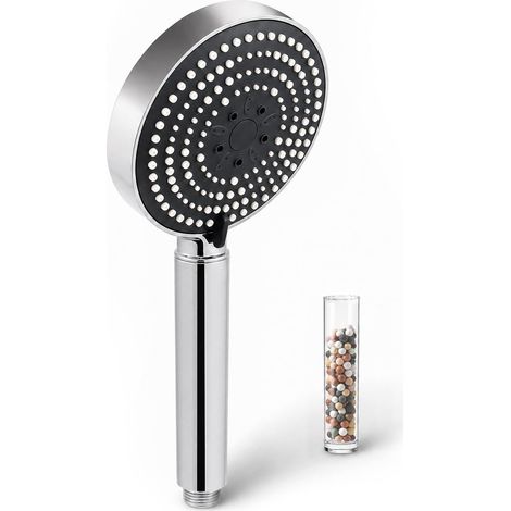 Pommeau de Douche Anti Calcaire Panneau Avant Gris, 1 Paquet de Billes Minérales pour Filtre de Pommeau de Douche (1/5)