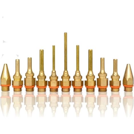 Pistolet à colle chaude, Pistolet à colle thermofusible Accessoires Buse en cuivre pur Long court Petit alésage Grand diamètre 1.2x32mm 1.0x36mm avec clé for bricolage à la maison, cadeaux de Noël, ar (1/5)