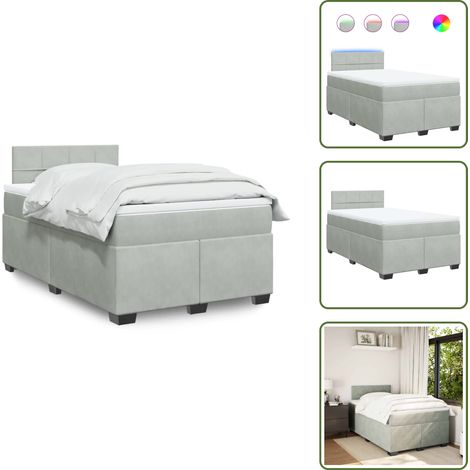 Boxspringbett mit Matratze Hellgrau 120x190 cm Samt - Boxspringbett - Doppelbett - Samtbett - Samt - Liegekomfort (1/5)