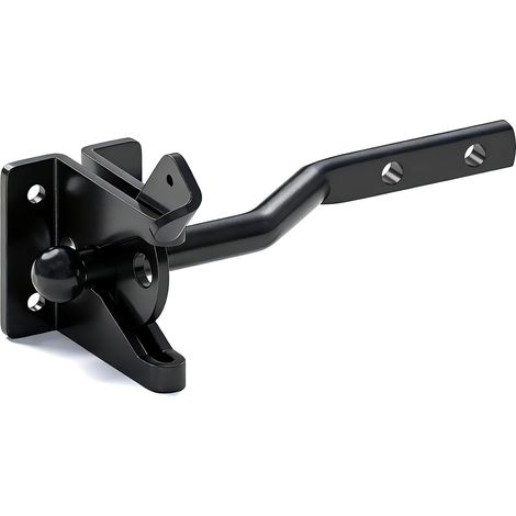 Automatic door lock - Metal bolt - Gravity steel bolt for garden fences - Black - Includes mounting screws (1/4)