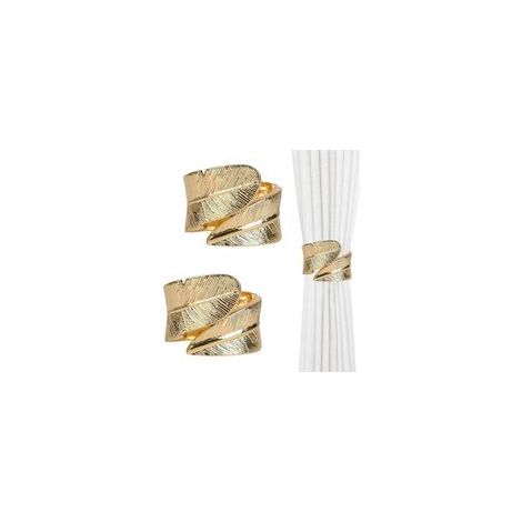 Attaches pour Rideaux en Métal Doré, Porte-Rideau Décoratif avec Système de Fixation - Accessoire Élégant pour Salon et Chambre d'enfant, Lot de 2 Pièces (1/5)