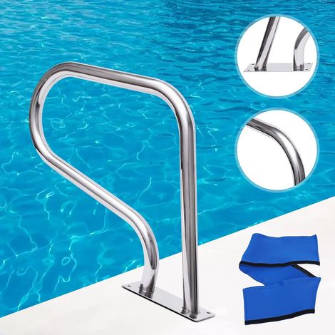 Schwimmbad Handlauf Edelstahl Handrail Pool Haltegriff PoolgeläNder Load Swimmingpool HandläUfe Einstiegshilfe U FöRmiger Leiter Mit Griffabdeckung Swimming Komplett Stahlwa TreppengeläNder Bis 120Kg (1/5)