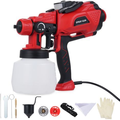 Paint Spray Gun, 550W 32000RPM, 3 Nozzles and 3 Spray Modes, 1200ML Tank, Retractable LED, Paint Spray Gun for Painting Houses, Walls, Fences and Ceilings (1/5)