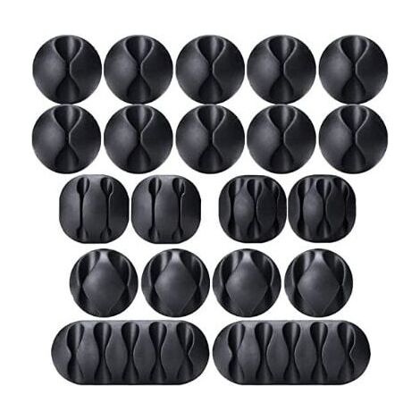 20-Piece Cable Clip Cord Holder Set, Multipurpose Cable Organizer Set for Desk, Power Cord, USB Charging Cable, Charger, Audio Cable, (1/4)