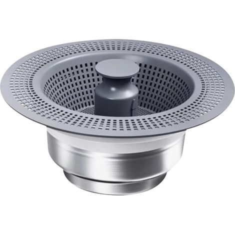 Colador de fregadero 3 en 1, tapón de desagüe de acero inoxidable con cesta antiobstrucción y sistema de drenaje con resorte, 11,2 x 5,3 cm. (1/5)