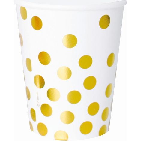 „Golden Dots“ Pappbecher, weiß, 6 Stück.