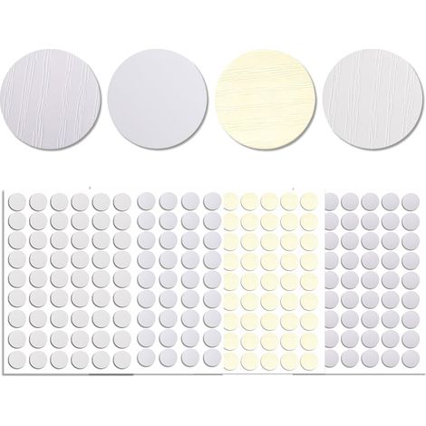 Cache Vis Bois,216 Pcs Cache Trou Mur,D'autocollants pour Trou de Vis,Caches Trous Meuble Adhesif,Autocollant Grain de Bois,pour Table,Chaise,Meuble,Placard Armoire(Blanc) (1/5)