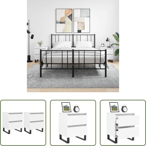 vidaXL Rangement - Tables de chevet 2 pcs blanc 40x35x50 cm bois d’ingénierie (1/5)