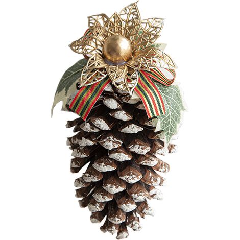 Pomme de pin adhésive couleur naturelle, décoration de sapin de Noël, matériel de bricolage pour décoration de Noël - Style C/pièce, pomme de pin naturelle de 12 cm (1/2)