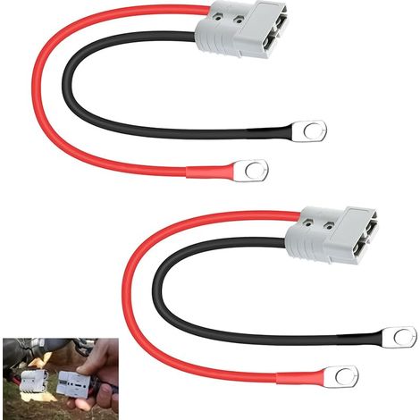 2 Pièces Connecteur Batterie 50A 600V, Connecteur Déconnexion Rapide avec Câble Cuivre 10 AWG, Isolé en Silicone, pour Camping Car Tracteur Chariot Élévateur Véhicules Électriques Systèmes Solaires
