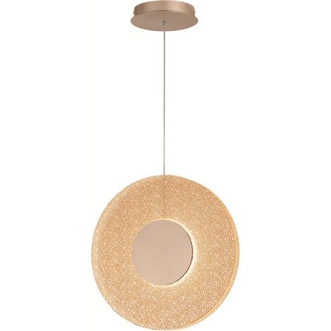 Lampada a sospensione LED CANDY 45 cm in metallo Oro e vetro graniglia Ambra (1/4)