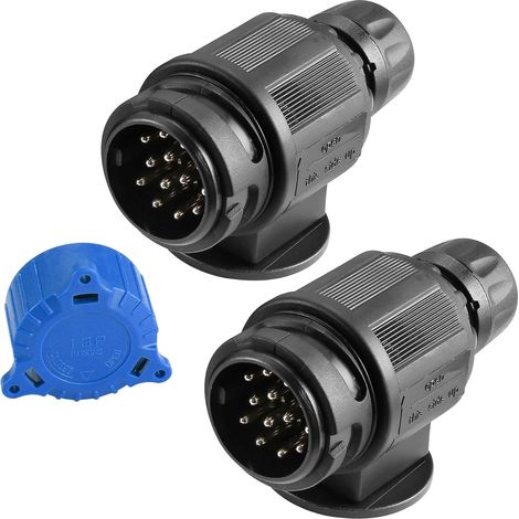 2X Prise remorque 13 Broches Etanche,12V Prise attelage 13 Broches Connecteur Prise de Remorque Male pour Porte-vélos,Caravane,fiche remorque 13 Broches Male (1/5)