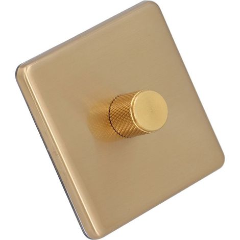 Dimmerschalter aus gebürstetem Messing mit rutschfester Oberfläche für 220-V-Wechselstrom-Hausbeleuchtung, monochromer Lichtdimmer (1/5)