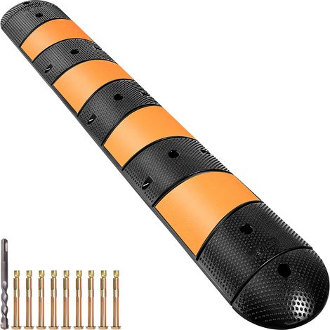 VEVOR Rampe de Protection de Cable 2 Canaux Passage de Cable au Sol Modulaire en Caoutchouc, Longueur 185 cm, Passe Cache Cables, Charge 9980 kg, Ralentisseur pour Proteger Cables Garage Route Allee