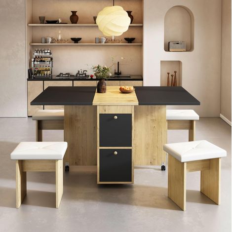 Ensemble table et chaises pliant 120 x 80 x 75 cm, extensible HAVRYA (1/5)
