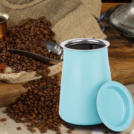 Tamis à café moulu en acier inoxydable, filtre à café, accessoire pour la préparation du café, bleu (1/5)