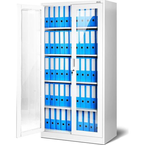 Armoire à portes en verre avec panneaux en verre AMELIA, 900 x 1850 x 400 mm, blanc