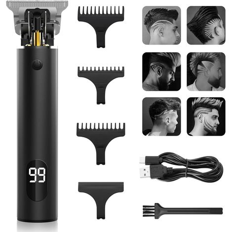 Tondeuse Cheveux Hommes, Tondeuse Barbe Electriques 3 Peignes de Guidage, Tondeuse à cheveux sans fil rechargeable par USB avec écran LCD (1/5)