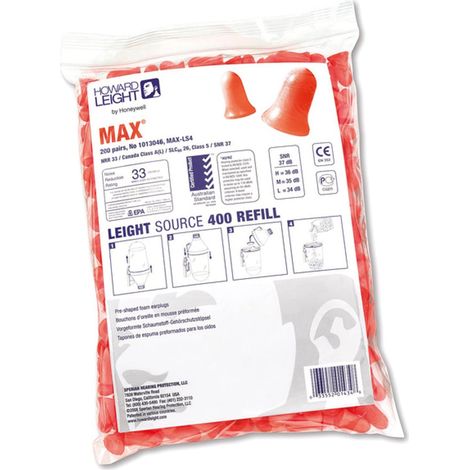 Recharge pour distributeur de bouchons d'oreilles MAX LS500 (sachet 200 paires) - HOWARD LEIGHT BY PIP
