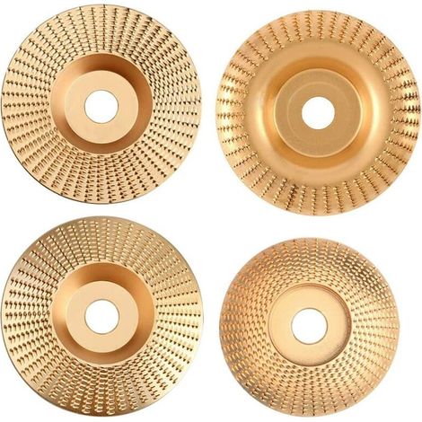 Set mit 4 Hartmetall-Schleifscheiben für Winkelschleifer – Kompatibel mit 115/125 mm – Zum Schleifen, Formen und Schneiden von Holz (1/5)