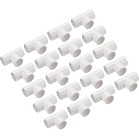 Lot de 50 Raccord en T pour Conduit en PVC Tuyau Blanc de 20 mm (1/5)