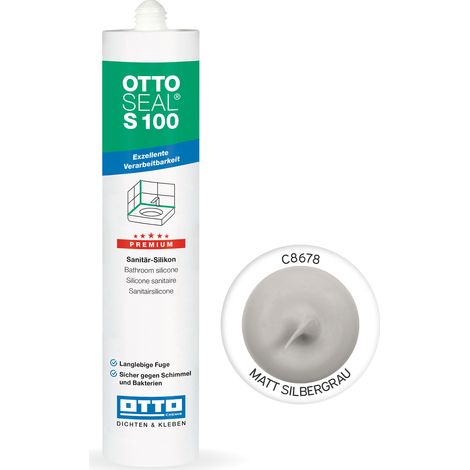 OTTOSEAL S100 Premium-Sanitär-Silikon 300ml C8678 matt silbergrau (1/5)