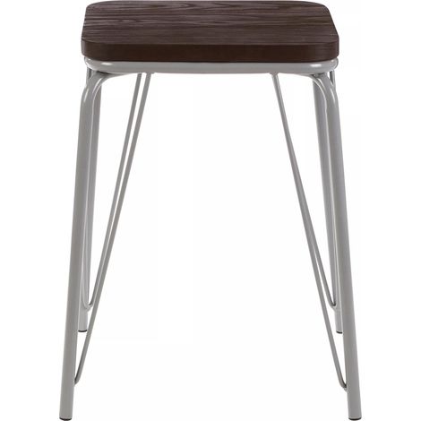 Interiors by Premier Grey Metal and Elm Wood Stool, Small Square Stool, Accent Wooden Stool for Home, Office (1/4)