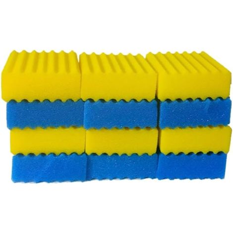 CBF-350C Mousse filtrante Bassin – Médias filtrants de Remplacement, Mousse filtrante pour Filtre Bassin (6 x Bleu Grossier & 6 x Jaune Fin) (1/5)