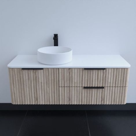 Meuble salle de bain avec vasque à poser VERTIGO 120 cm - Chêne clair (1/5)