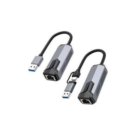 Adaptateur Ethernet Gigabit USB Type-C, double connecteur, haut débit, pour téléphone et tablette, pour réseau LAN