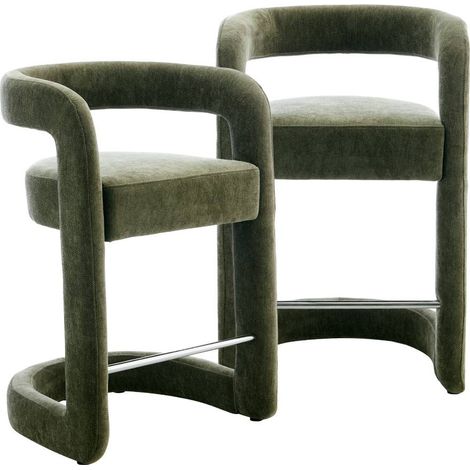 Tabouret de bar en tissu vert Jorah (lot de 2)