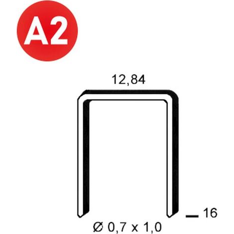 10 000 Agrafes A-16 Inox A2 (304) - 12.84x16x0.7x1 mm - D-Work