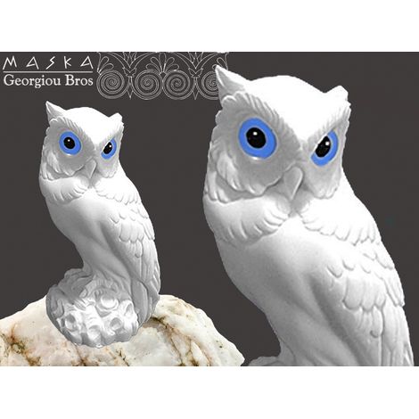 Figura decorativa griega de alabastro con forma de búho, procedente de Atenas, 15 cm.