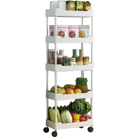 5 Tier Rolling Utility Cart with Wheels Rolling Storage Cart Organizer for Home Office