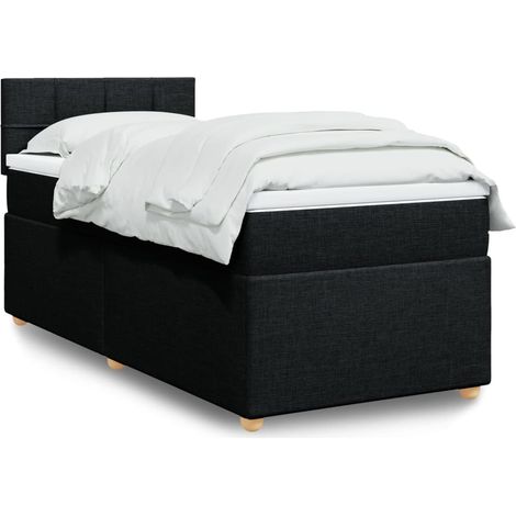 Cama box spring con colchón tela negro 90x200 cm