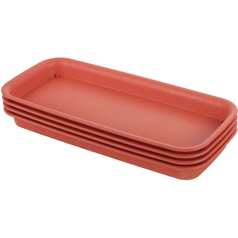 Lot de 4 soucoupes rectangulaires en plastique pour plantes, avec bac de récupération d'eau pour pots de fleurs. (1/5)