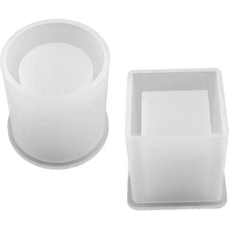DIY-Harzformen in quadratischer, würfelförmiger und zylindrischer Form, Silikonformen für Blumentöpfe, Blumengefäße und Stifthalter. (1/4)