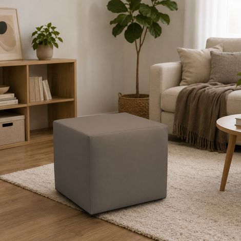 Dmora - Pouf Accumoli, Poltrona multiuso, Poltroncina sacco, Pouf poggiapiedi, Made in Italy, 40x40 h42 cm, Tortora (1/4)
