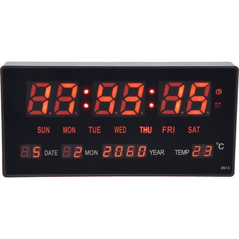Horloge murale numérique LED, calendrier mural numérique simple, horloge de table LED pour chambre, table de chevet et bureau, 100–240 V, prise européenne (1/5)