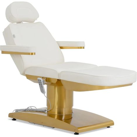 Lettino da massaggio elettrico professionale 200 kg riscaldabile rotazione a 120° oro bianco 140010002